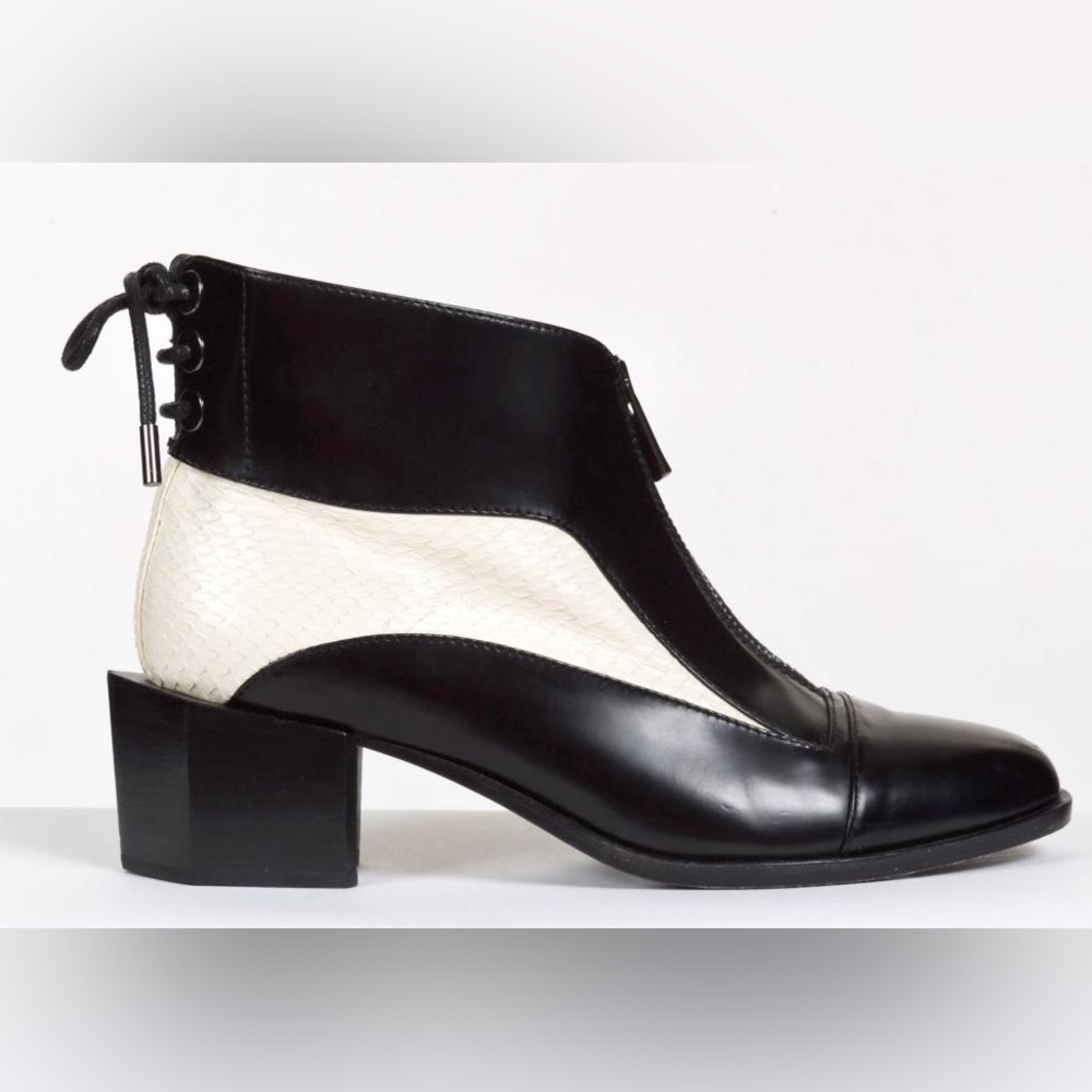 H/Williams Black and White Snake Detail Ankle Boots size 8